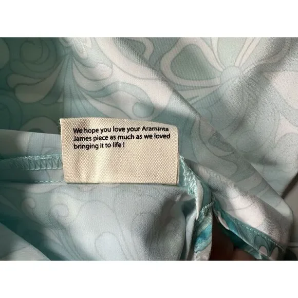 NWT Araminta James La Mer‎ Silky Shirt Blue Collared Long Sleeve Womens Medium